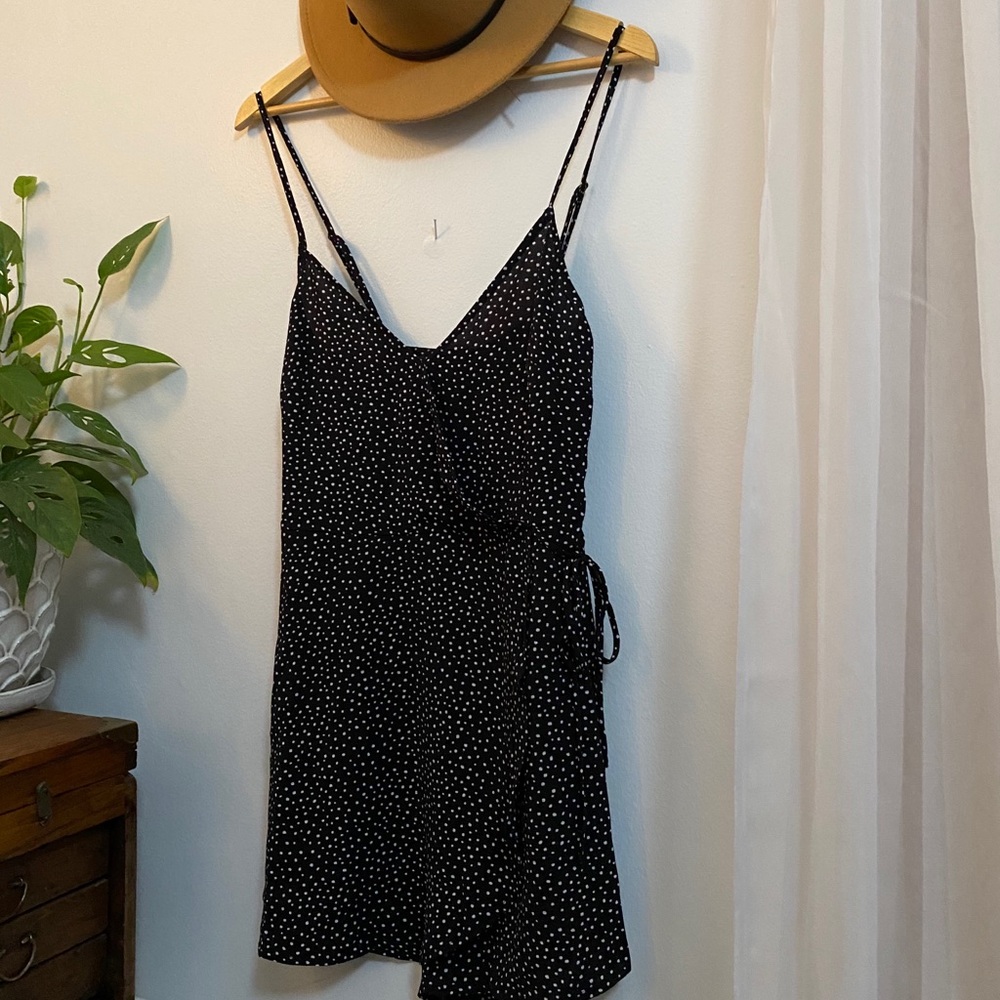 Polka dot wrapped romper